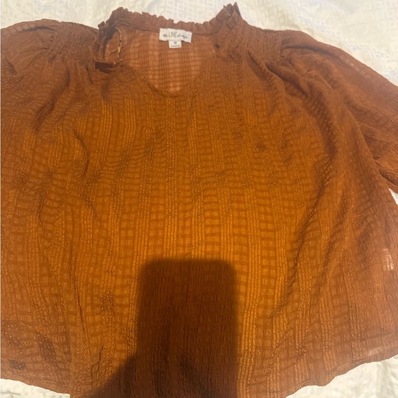 The Line by K V-Neck Blouse in Warm Brown - Picture 3 of 4